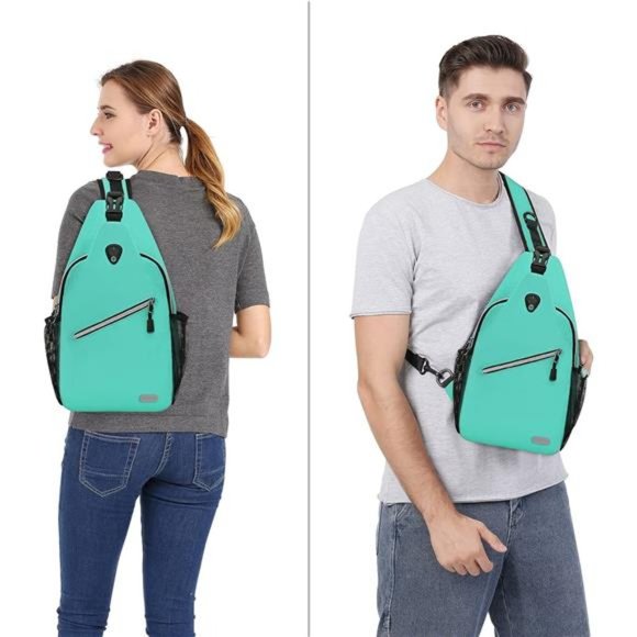 Teal Sling Backpack, Multipurpose Crossbody Shoulder Bag Travel Hiking Daypack
